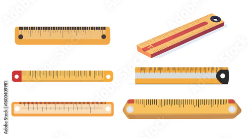 Measuring tool ruler vector graphic design on white background, featuring a precise linear scale used for measuring length and dimensions, ideal for engineering, drafting, education, construction