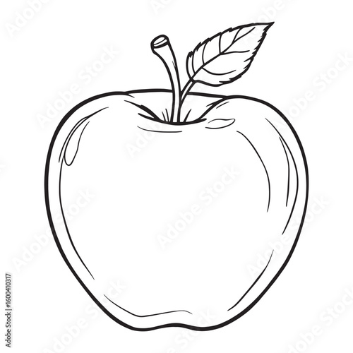 Red apple line art drawing fruit healthy design