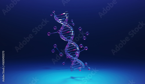 Abstract of DNA Molecule on Blue Background