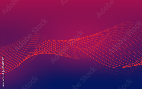 abstract digital particle wave.Red and blue  gradations. waves red.Technological bakground.colorful.modern background.vector