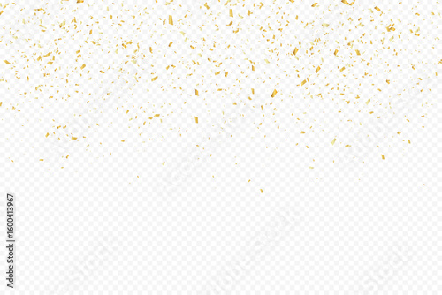 Glittering confetti on a transparent background. Gold confetti