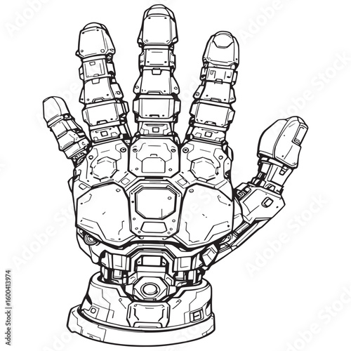 Robot hand line art modern industrial innovative grip strength