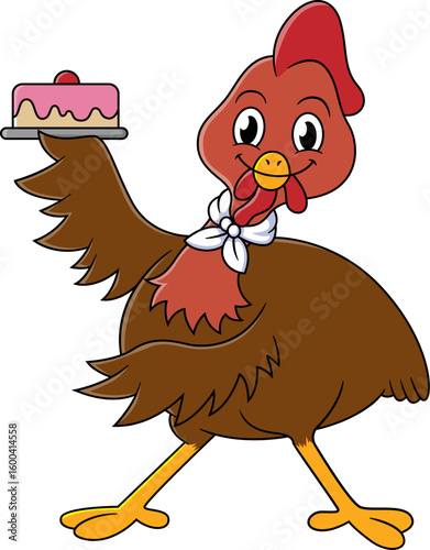 A turkey bird holding cake birthday