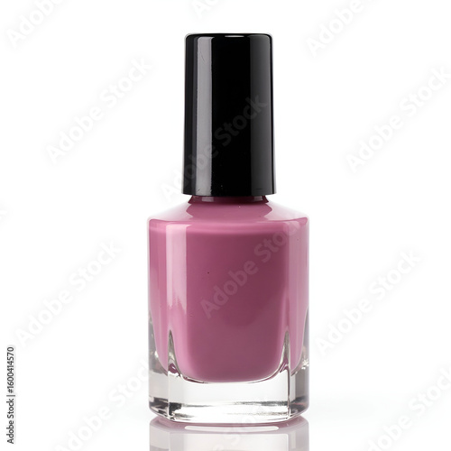 A sleek nail polish bottle with a glossy finish, isolated on a white background.