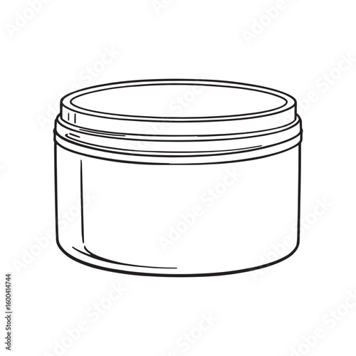Round white plastic container line art basic essential form