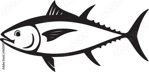 Tuna fish silhouette design vector graphic, Bold aquatic illustration for print