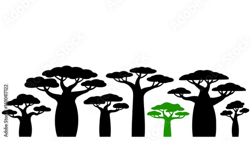 Baobab tree silhouette vector graphic illustration madagascar africa design