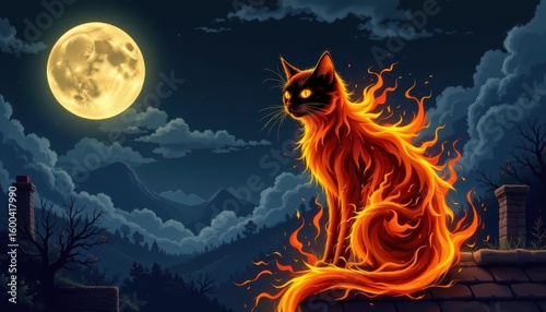 A playful cat sitting comfortably on a rooftop overlooking a charming neighborhood creating a cozy atmosphere