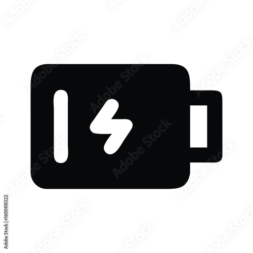 Black and White Illustration of Battery Charging