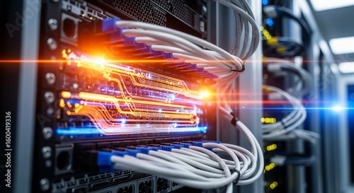 Network Server Core:  Vibrant Data Streams & Fiber Optic Cables