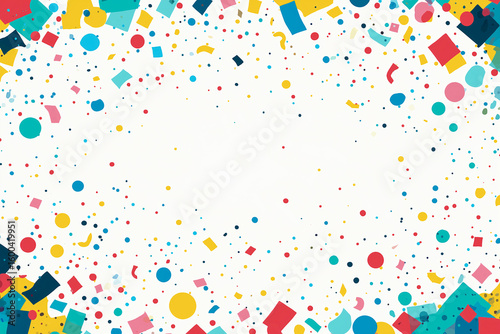 Festive Confetti and Ribbon Background with Blank Space in Center for Celebration and Party Design
