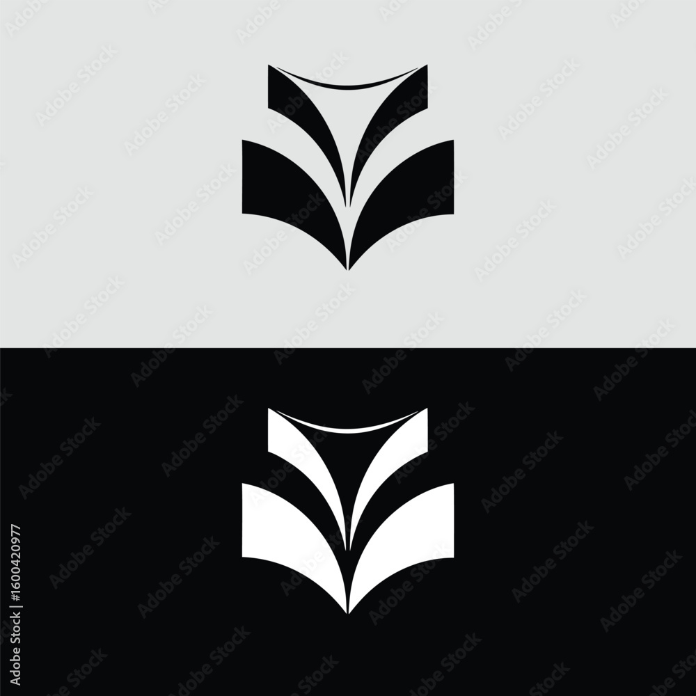 Fototapeta premium A stylized open book is shown in black and white representing knowledge and learning