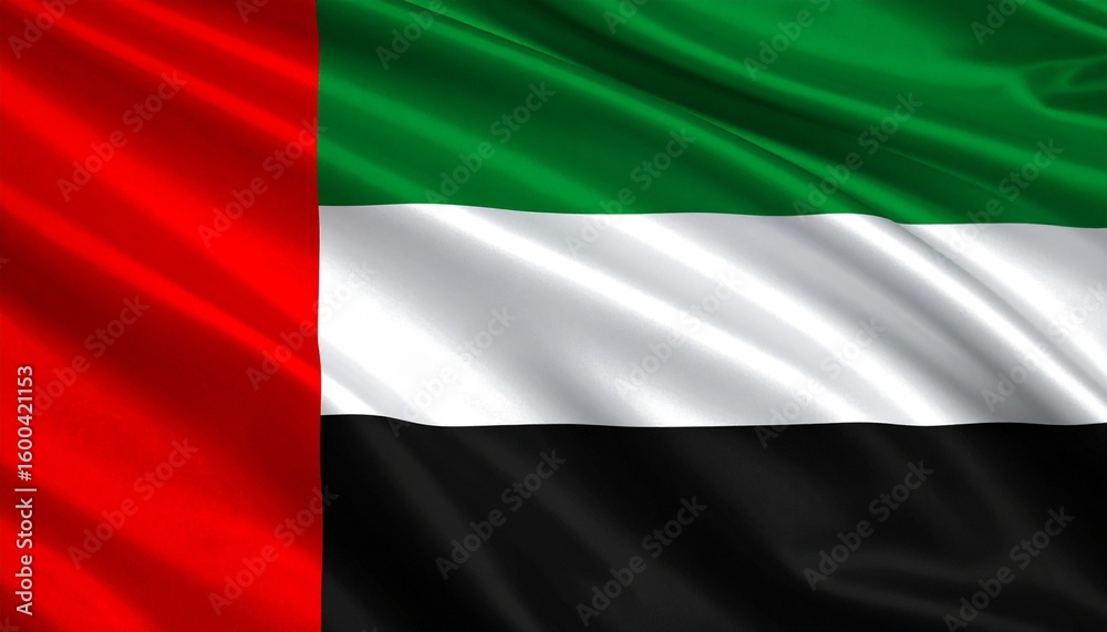 Naklejka premium UAE flag with red vertical bar and horizontal green, white, black stripes