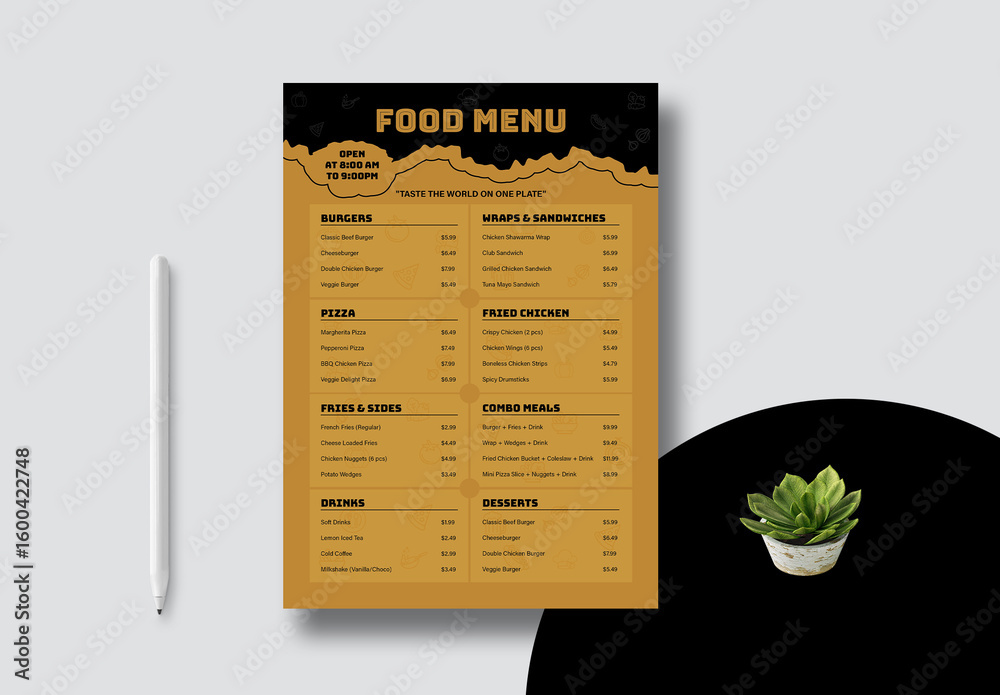 Restaurant Food Menu Layout Stock Template | Adobe Stock