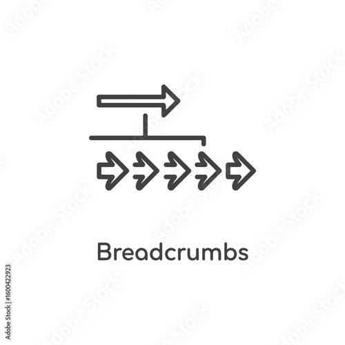 Vector art of a minimalist line art icon illustrating breadcrumbs navigation with