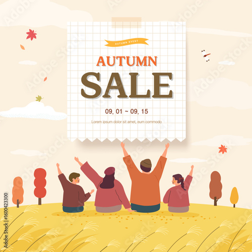 autumn sentimental shopping illustration.
