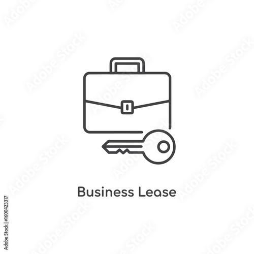 Vector art of a business lease is depicted with a briefcase and a key symbolizing