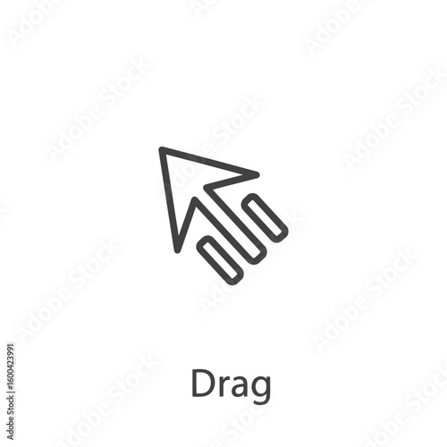 Vector art of a simple line art icon representing a drag and drop action with a cursor