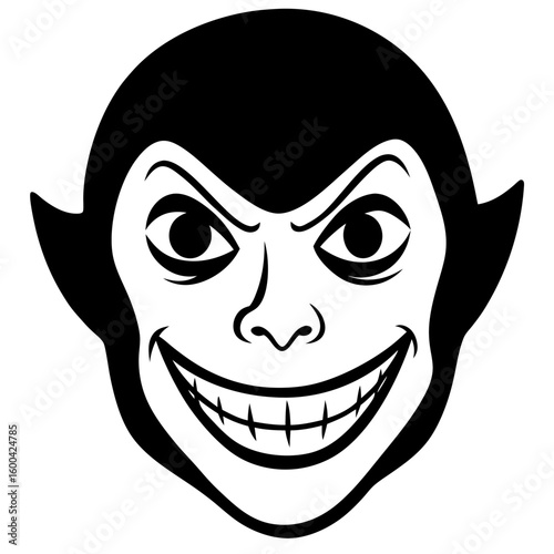 Creepy smile line art vector illustration