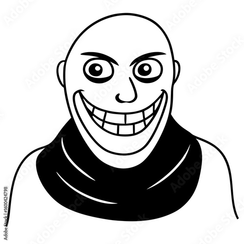 Creepy smile line art vector illustration