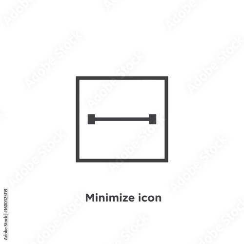 Vector art of a simple black and white line icon features a horizontal bar enclosed