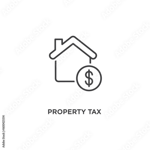 Vector art of a minimalist line art icon depicting a house with a dollar sign symbol
