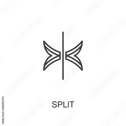 Vector art of a minimalist line art icon displays a vertical line bisecting a