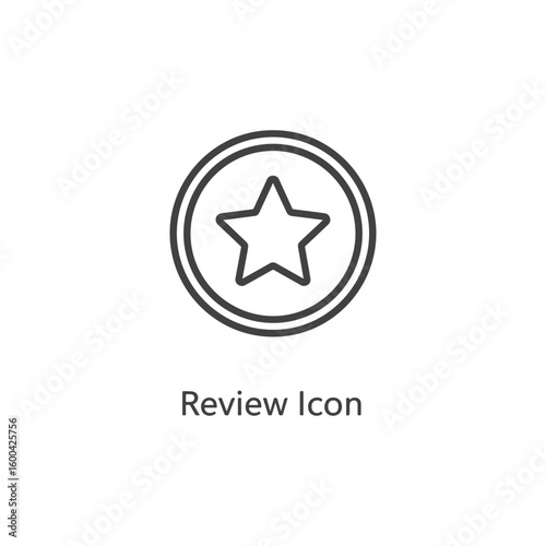 Vector art of a simple line art icon features a prominent star within a circle