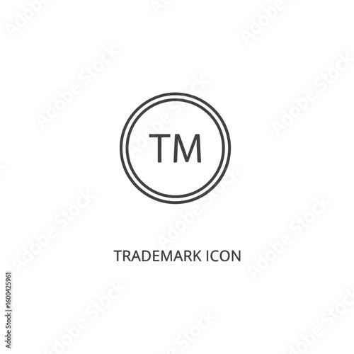 Vector art of a simple line art icon featuring the letters tm enclosed within a