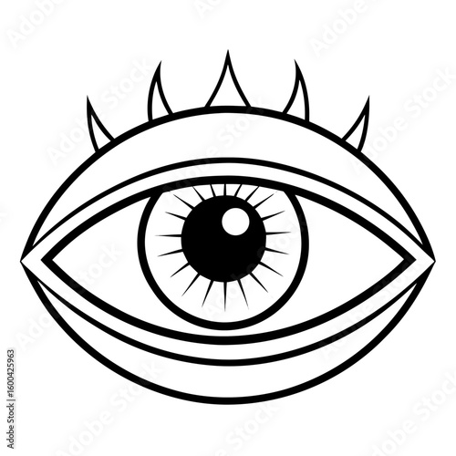 Evil eye line art vector illustration 