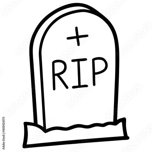 RIP tombstone line art vector illustration 