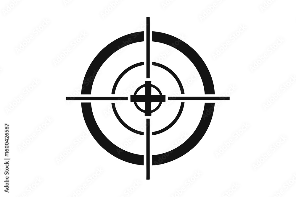 Precision aim with this stark, modern target reticle design, perfect for branding, games, or security concepts, offering focus and accuracy in a minimalist style Precision aim with this stark, modern target reticle design, perfect for branding, games, or security concepts, offering focus and accuracy in a minimalist style