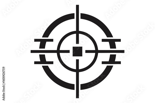 Precise black crosshair design for focused targeting, ideal for strategic planning and pinpoint accuracy in marketing or creative projects, a clean and modern visual element
