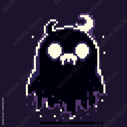 Shadowy ghost figure with glowing face.	