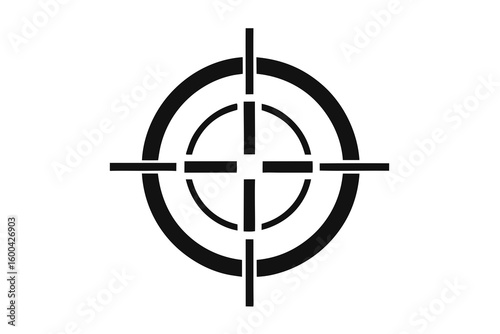 Precision targeting reticle symbol for accuracy and focus, representing strategy, aim, and success in business and gameplay, conveying sharp focus and strategic planning.
