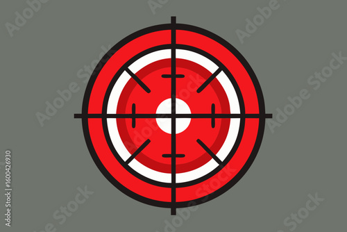 Precision aiming at a bullseye target with crosshairs, symbolizing focus, strategy, and achieving goals with sharp accuracy in a modern, clean design perfect for business and success.