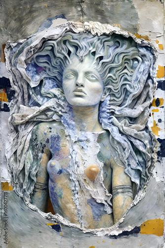 Mythological Archetypes depicted in stained and painted plaster artwork inspired ai artwork.