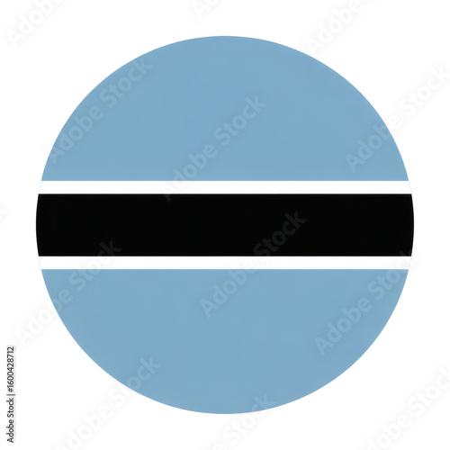 Free Download Circular Botswana flag emblem with black stripe and light blue field, national symbol - GFXLoad