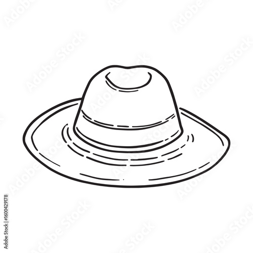 Sun Hat line art minimalist drawing summer vibes