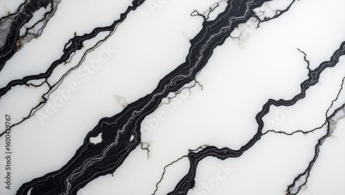 Abstract black and white marble texture with dramatic dark veins creating a striking natural pattern