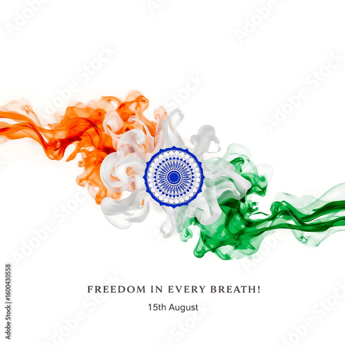 Digital art backgrounds for Indian Independence Day with tri-colour theme, bokeh effect, no humans, and bold 
