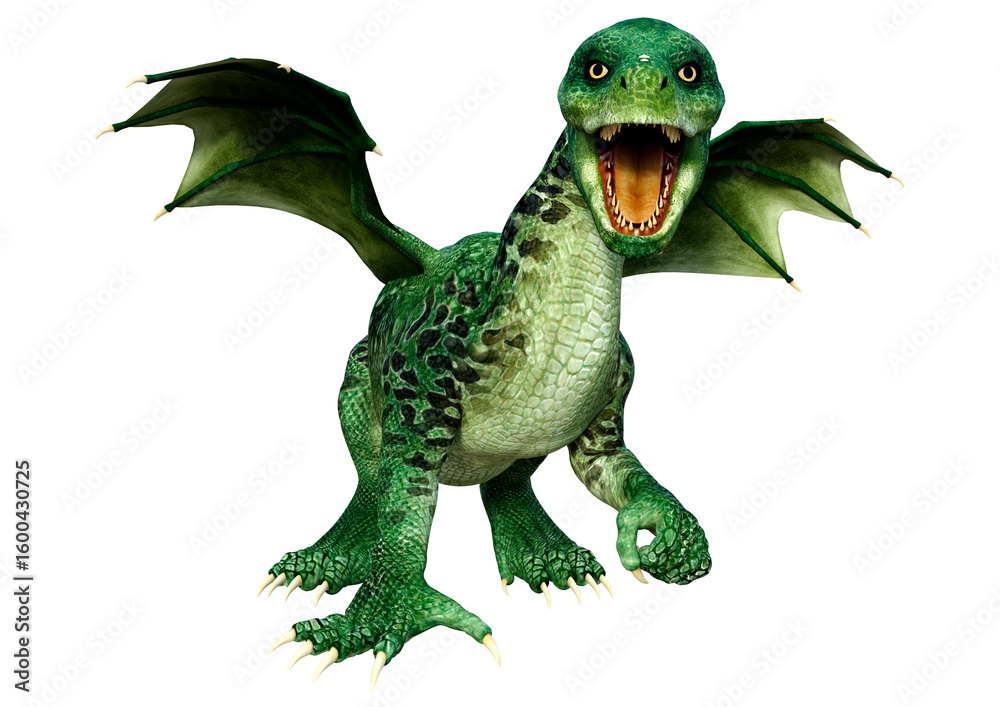 Fototapeta premium 3D Rendering Fairy Tale Dragon on White