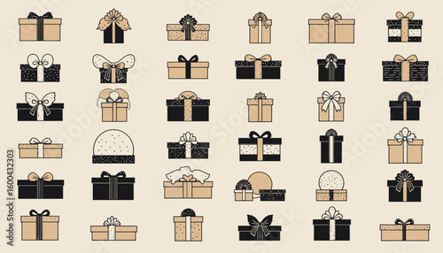 Collection of decorative gift boxes in various styles and shapes  