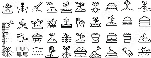 agriculture. line icons set, vector illustration