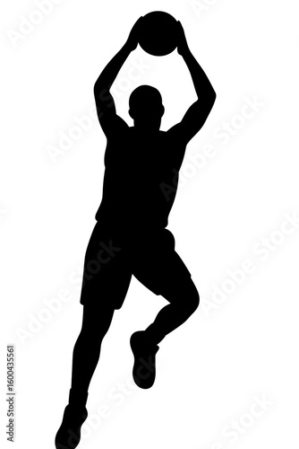 Basketball Player Silhouette Dunking Action