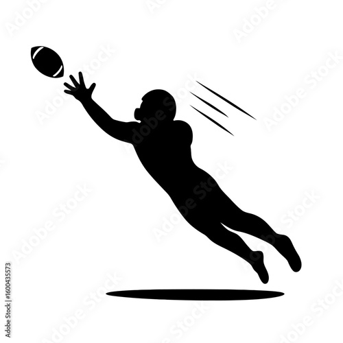 Diving Football Player Silhouette in Action