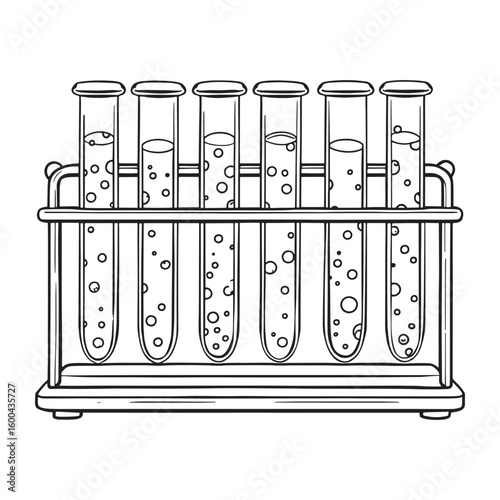 Tube Rack line art science lab tube organizer
