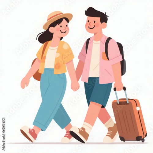 young couple with luggage