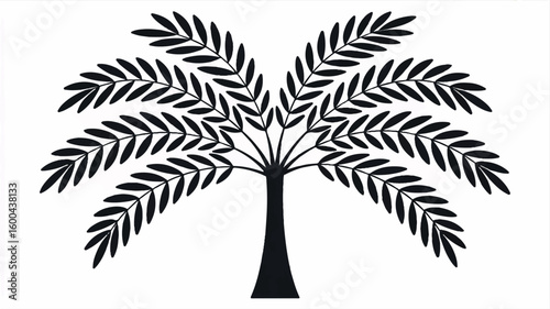 Minimalist black and white palm tree silhouette illustration perfect for tropical themes