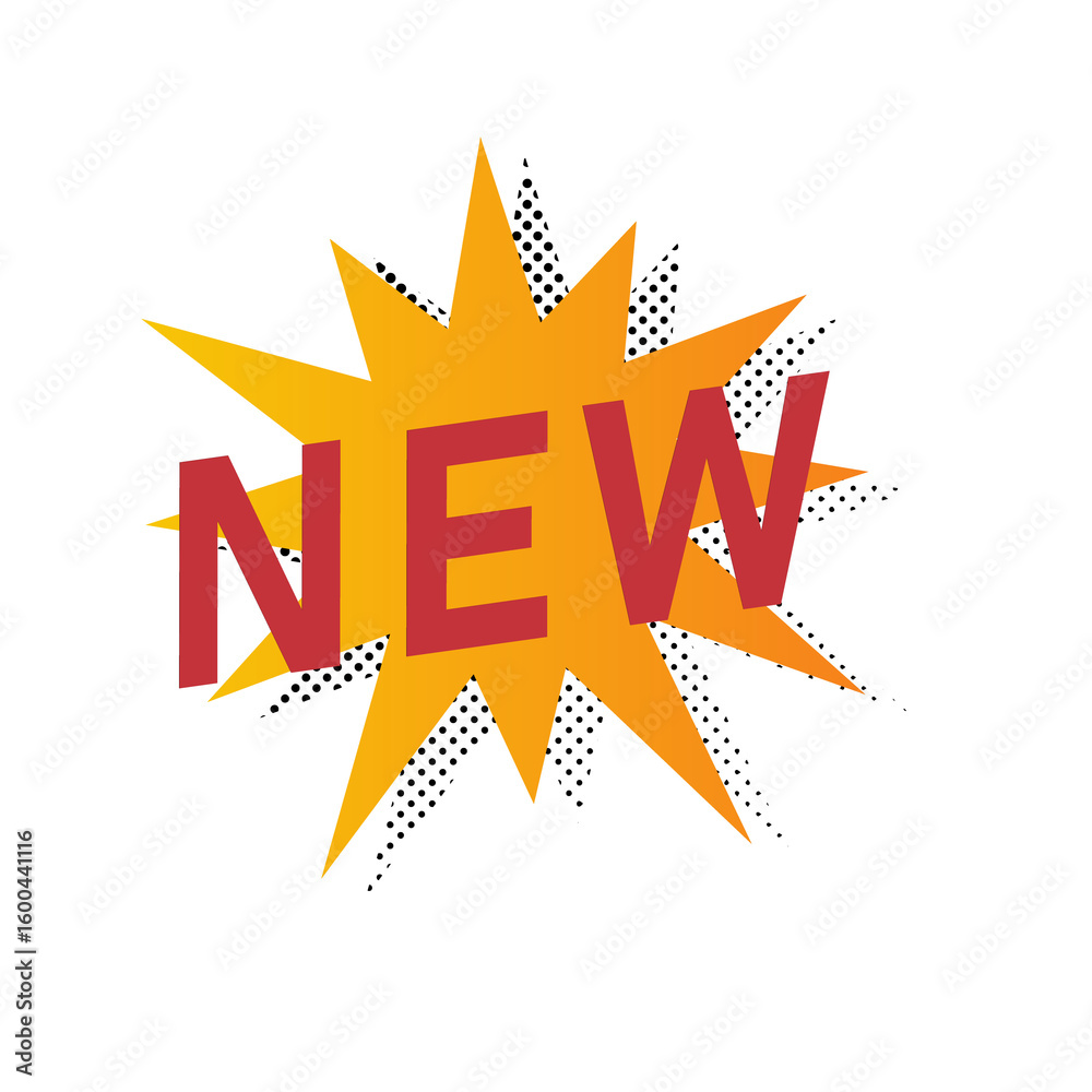 Fototapeta premium New Burst Badge. Explosive 'NEW' Label. on Transparent Background. 